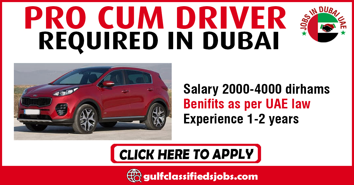 PRO CUM DRIVER REQUIRED IN DUBAI