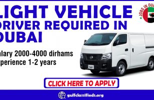 LIGHT VEHICLE DRIVER REQUIRED IN DUBAI